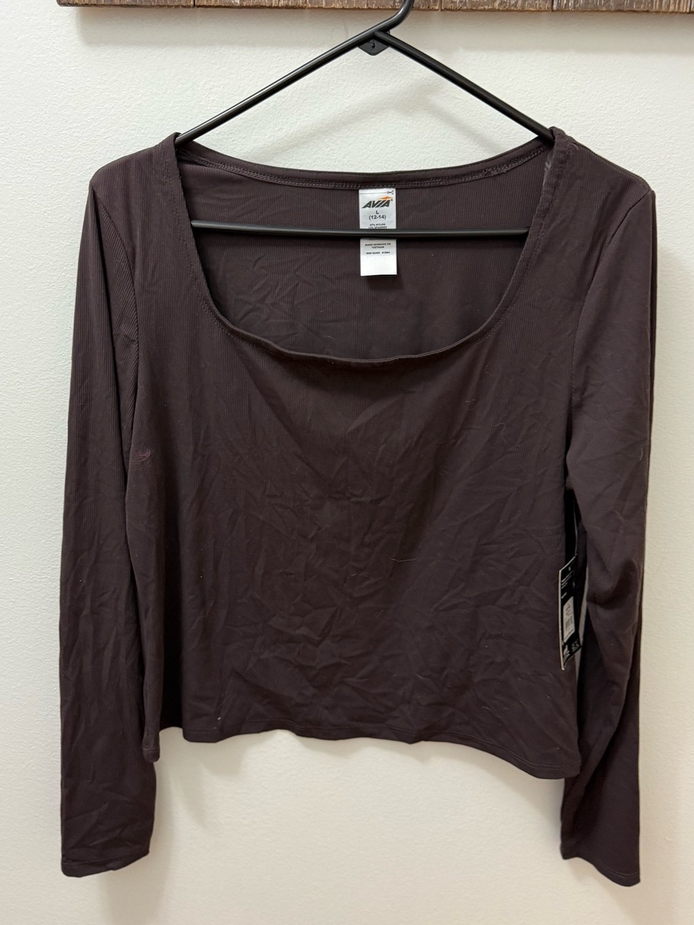 Avis Long Sleeve Scoop Neck Top - Brown